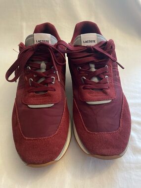 Lacoste L-Spin Deluxe 123 1 SMA Sneakers Suede Burgundy/Gum Men’s Size 12.5